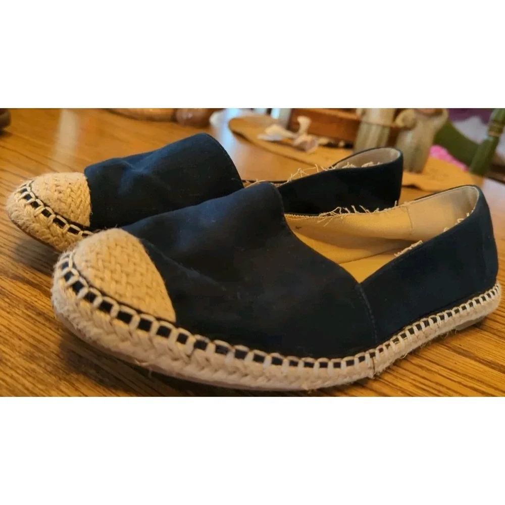 Ellos Women's Espadrille Flat Shoes Size 8.5 M Navy Suede‎